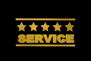 Five stars and the word "service" underneath 