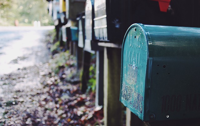Mailboxes in a row.