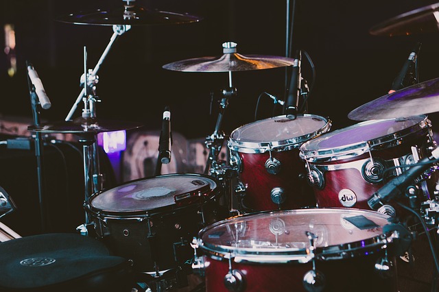 A drum set.