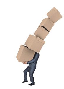 A man carrying boxes
